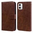 For Motorola Moto G73 Skin Feeling Oil Leather Texture PU + TPU Phone Case(Brown) - 1