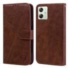 For Motorola Moto G54 Skin Feeling Oil Leather Texture PU + TPU Phone Case(Brown) - 1