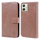 For Motorola Moto G54 Skin Feeling Oil Leather Texture PU + TPU Phone Case(Champagne) - 1