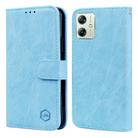 For Motorola Moto G54 Skin Feeling Oil Leather Texture PU + TPU Phone Case(Light Blue) - 1