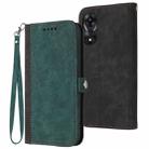 For OPPO A78 Side Buckle Double Fold Hand Strap Leather Phone Case(Dark Green) - 1