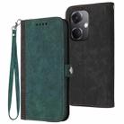 For OPPO K11 Side Buckle Double Fold Hand Strap Leather Phone Case(Dark Green) - 1