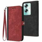 For OPPO A79 Side Buckle Double Fold Hand Strap Leather Phone Case(Red) - 1