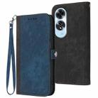 For OPPO A60 Side Buckle Double Fold Hand Strap Leather Phone Case(Royal) - 1