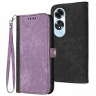 For OPPO A60 Side Buckle Double Fold Hand Strap Leather Phone Case(Purple) - 1