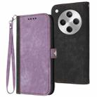 For OPPO Find X8 Side Buckle Double Fold Hand Strap Leather Phone Case(Purple) - 1