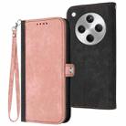 For OPPO Find X8 Side Buckle Double Fold Hand Strap Leather Phone Case(Pink) - 1