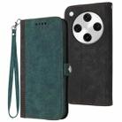 For OPPO Find X8 Pro Side Buckle Double Fold Hand Strap Leather Phone Case(Dark Green) - 1