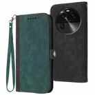 For OPPO Find X6 Side Buckle Double Fold Hand Strap Leather Phone Case(Dark Green) - 1