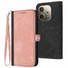 For OPPO A5 Pro 5G Side Buckle Double Fold Hand Strap Leather Phone Case(Pink) - 1
