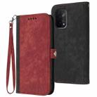 For OPPO A54 5G / A74 5G / A93 5G Side Buckle Double Fold Hand Strap Leather Phone Case(Red) - 1