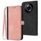 For Realme 11 Pro Side Buckle Double Fold Hand Strap Leather Phone Case(Pink) - 1