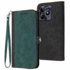 For Realme C53 Side Buckle Double Fold Hand Strap Leather Phone Case(Dark Green) - 1