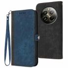 For Realme 12+ 5G Global Side Buckle Double Fold Hand Strap Leather Phone Case(Royal Blue) - 1