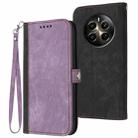 For Realme 12 Pro 5G Global/12 Pro+ 5G Global Side Buckle Double Fold Hand Strap Leather Phone Case(Purple) - 1