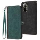 For Realme C67 4G Global Side Buckle Double Fold Hand Strap Leather Phone Case(Dark Green) - 1