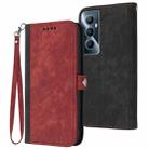 For Realme C65 4G Side Buckle Double Fold Hand Strap Leather Phone Case(Red) - 1