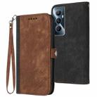 For Realme C65 4G Side Buckle Double Fold Hand Strap Leather Phone Case(Brown) - 1