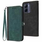 For Realme C33 2022 Global/2023 Global Side Buckle Double Fold Hand Strap Leather Phone Case(Dark Green) - 1