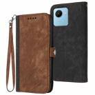 For Realme C30 4G/Narzo 50i Prime/C30s Side Buckle Double Fold Hand Strap Leather Phone Case(Brown) - 1