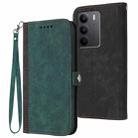 For Realme C75 Global Side Buckle Double Fold Hand Strap Leather Phone Case(Dark Green) - 1