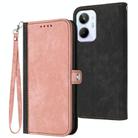 For Realme 10 4G Side Buckle Double Fold Hand Strap Leather Phone Case(Pink) - 1