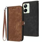 For Realme 10 Pro Side Buckle Double Fold Hand Strap Leather Phone Case(Brown) - 1