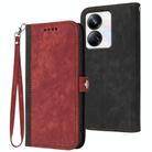 For Realme 10 Pro+ Side Buckle Double Fold Hand Strap Leather Phone Case(Red) - 1