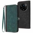 For Realme 14 Pro+ Side Buckle Double Fold Hand Strap Leather Phone Case(Dark Green) - 1