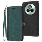 For Realme P3 Pro Side Buckle Double Fold Hand Strap Leather Phone Case(Dark Green) - 1