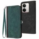 For Realme P3 Ultra 5G Side Buckle Double Fold Hand Strap Leather Phone Case(Dark Green) - 1