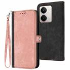 For Realme P3 Ultra 5G Side Buckle Double Fold Hand Strap Leather Phone Case(Pink) - 1