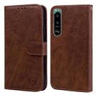 For Sony Xperia 5 III Skin Feeling Oil Leather Texture PU + TPU Phone Case(Brown) - 1