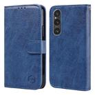 For Sony Xperia 1 V 2023 Skin Feeling Oil Leather Texture PU + TPU Phone Case(Dark Blue) - 1