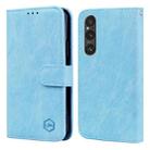 For Sony Xperia 1 V 2023 Skin Feeling Oil Leather Texture PU + TPU Phone Case(Light Blue) - 1