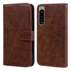 For Sony Xperia 5 IV Skin Feeling Oil Leather Texture PU + TPU Phone Case(Brown) - 1