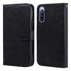 For Sony Xperia 10 III Skin Feeling Oil Leather Texture PU + TPU Phone Case(Black) - 1