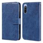 For Sony Xperia 10 III Skin Feeling Oil Leather Texture PU + TPU Phone Case(Dark Blue) - 1