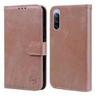 For Sony Xperia 10 III Skin Feeling Oil Leather Texture PU + TPU Phone Case(Champagne) - 1