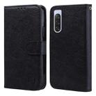 For Sony Xperia 10 V 2023 Skin Feeling Oil Leather Texture PU + TPU Phone Case(Black) - 1