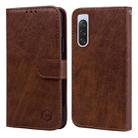 For Sony Xperia 10 V 2023 Skin Feeling Oil Leather Texture PU + TPU Phone Case(Brown) - 1