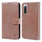 For Sony Xperia 10 V 2023 Skin Feeling Oil Leather Texture PU + TPU Phone Case(Champagne) - 1