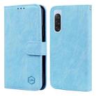 For Sony Xperia 10 V 2023 Skin Feeling Oil Leather Texture PU + TPU Phone Case(Light Blue) - 1
