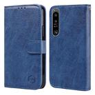 For Sony Xperia 1 IV Skin Feeling Oil Leather Texture PU + TPU Phone Case(Dark Blue) - 1