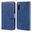 For Sony Xperia 10 IV Skin Feeling Oil Leather Texture PU + TPU Phone Case(Dark Blue) - 1