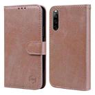 For Sony Xperia 10 IV Skin Feeling Oil Leather Texture PU + TPU Phone Case(Champagne) - 1