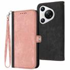 For Huawei Pura 70 Pro/70 Pro+ Side Buckle Double Fold Hand Strap Leather Phone Case(Pink) - 1