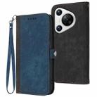 For Huawei Pura 70 Side Buckle Double Fold Hand Strap Leather Phone Case(Royal Blue) - 1