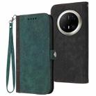 For Huawei Mate 70 Pro / Mate 70 Pro+ Side Buckle Double Fold Hand Strap Leather Phone Case(Dark Green) - 1