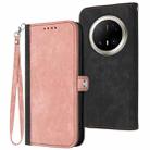 For Huawei Mate 70 Pro / Mate 70 Pro+ Side Buckle Double Fold Hand Strap Leather Phone Case(Pink) - 1